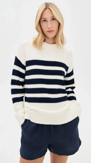 perfectwhitetee Ginger Oversized Crew Neck Sweater Navy/ugar Stripe | Thumbnail 2 perfectwhitetee Ginger Oversized Crew Neck Sweater Navy/ugar Stripe | Thumbnail 2