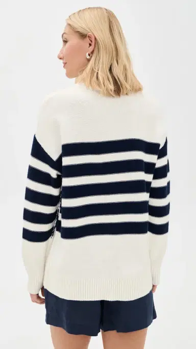 perfectwhitetee Ginger Oversized Crew Neck Sweater Navy/ugar Stripe | Thumbnail 3 perfectwhitetee Ginger Oversized Crew Neck Sweater Navy/ugar Stripe | Thumbnail 3