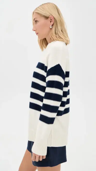 perfectwhitetee Ginger Oversized Crew Neck Sweater Navy/ugar Stripe | Thumbnail 4 perfectwhitetee Ginger Oversized Crew Neck Sweater Navy/ugar Stripe | Thumbnail 4