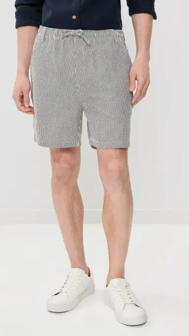 BATHER Navy Pinstripe Leisure Shorts 5 Navy | Thumbnail 2 BATHER Navy Pinstripe Leisure Shorts 5 Navy | Thumbnail 2