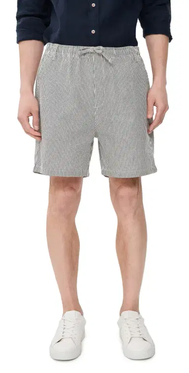 BATHER Navy Pinstripe Leisure Shorts 5 Navy | Thumbnail 1 BATHER Navy Pinstripe Leisure Shorts 5 Navy | Thumbnail 1