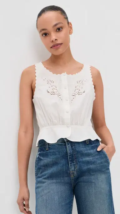 RE/DONE Jerry Tank Blouse Vintage White | Thumbnail 2 RE/DONE Jerry Tank Blouse Vintage White | Thumbnail 2