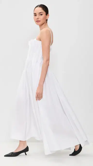 Marques'Almeida Cinched Pleated Midi Dress White | Thumbnail 2 Marques'Almeida Cinched Pleated Midi Dress White | Thumbnail 2