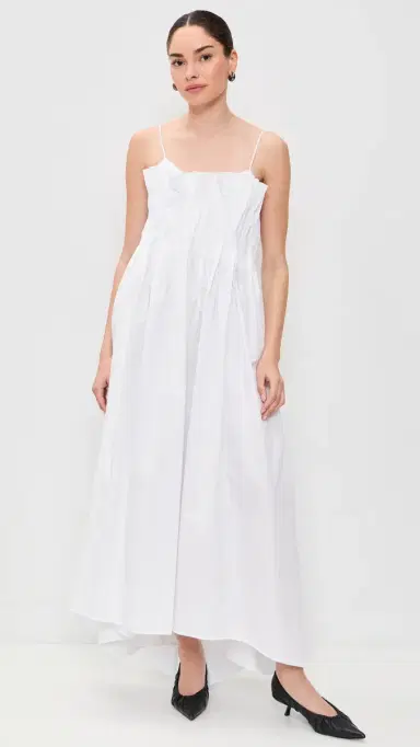 Marques'Almeida Cinched Pleated Midi Dress White | Thumbnail 3 Marques'Almeida Cinched Pleated Midi Dress White | Thumbnail 3