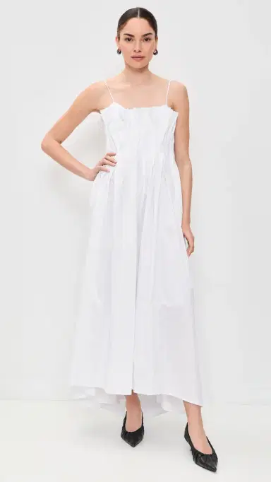 Marques'Almeida Cinched Pleated Midi Dress White | Thumbnail 6 Marques'Almeida Cinched Pleated Midi Dress White | Thumbnail 6