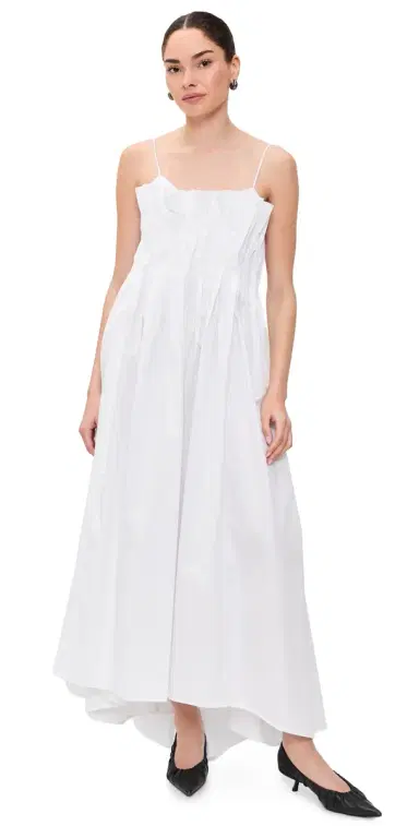 Marques'Almeida Cinched Pleated Midi Dress White | Thumbnail 1 Marques'Almeida Cinched Pleated Midi Dress White | Thumbnail 1