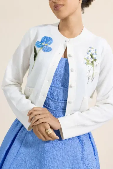MONIQUE LHUILLIER Floral Embroidered Cardigan | Thumbnail 2 MONIQUE LHUILLIER Floral Embroidered Cardigan | Thumbnail 2