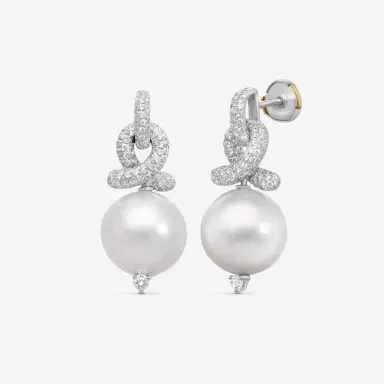 ASSAEL Assael 18K White Gold Diamond & South Sea Cultured Pearl Earrings by The Solist | Thumbnail 2 ASSAEL Assael 18K White Gold Diamond & South Sea Cultured Pearl Earrings by The Solist | Thumbnail 2