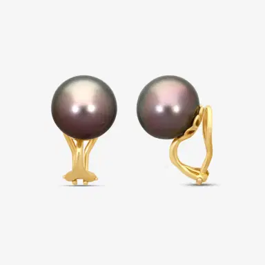 ASSAEL Assael 18K Yellow Gold Tahitian Cultured Pearl Clip Earrings by The Solist | Thumbnail 3 ASSAEL Assael 18K Yellow Gold Tahitian Cultured Pearl Clip Earrings by The Solist | Thumbnail 3