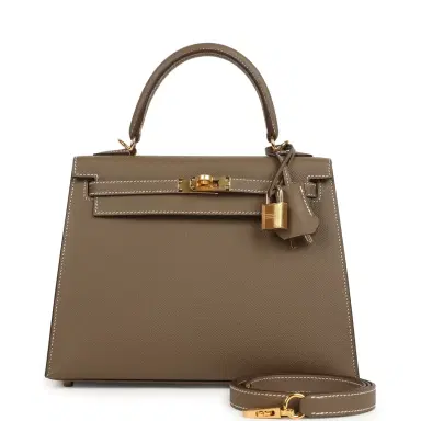 HERMÈS Hermes Kelly Sellier 25 Etoupe Epsom Gold Hardware | Thumbnail 1 HERMÈS Hermes Kelly Sellier 25 Etoupe Epsom Gold Hardware | Thumbnail 1