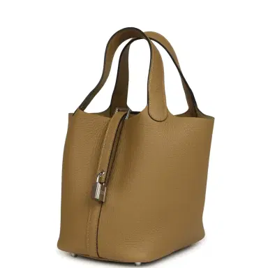 HERMÈS Hermes Picotin Lock 18 Dune Clemence Palladium Hardware | Thumbnail 5 HERMÈS Hermes Picotin Lock 18 Dune Clemence Palladium Hardware | Thumbnail 5