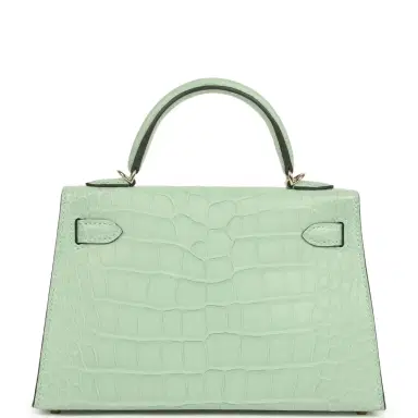 HERMÈS Hermes Special Order (HSS) Kelly Sellier 20 Vert D'eau Verso Matte Alligator Permabrass Hardware | Thumbnail 4 HERMÈS Hermes Special Order (HSS) Kelly Sellier 20 Vert D'eau Verso Matte Alligator Permabrass Hardware | Thumbnail 4