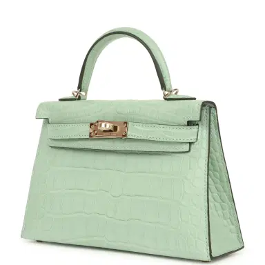 HERMÈS Hermes Special Order (HSS) Kelly Sellier 20 Vert D'eau Verso Matte Alligator Permabrass Hardware | Thumbnail 5 HERMÈS Hermes Special Order (HSS) Kelly Sellier 20 Vert D'eau Verso Matte Alligator Permabrass Hardware | Thumbnail 5