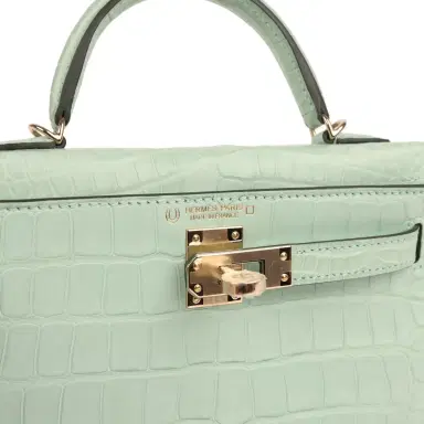 HERMÈS Hermes Special Order (HSS) Kelly Sellier 20 Vert D'eau Verso Matte Alligator Permabrass Hardware | Thumbnail 7 HERMÈS Hermes Special Order (HSS) Kelly Sellier 20 Vert D'eau Verso Matte Alligator Permabrass Hardware | Thumbnail 7
