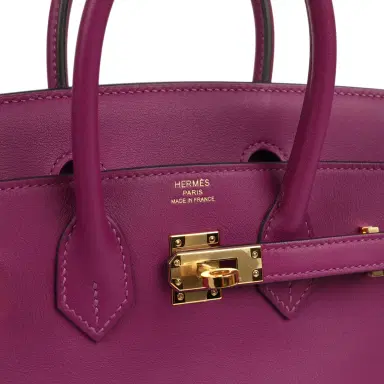 HERMÈS Pre-owned Hermes Birkin 25 Anemone Swift Gold Hardware | Thumbnail 7 HERMÈS Pre-owned Hermes Birkin 25 Anemone Swift Gold Hardware | Thumbnail 7