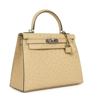 HERMÈS Pre-owned Hermes Kelly Sellier 28 Parchemin Ostrich Palladium Hardware | Thumbnail 2 HERMÈS Pre-owned Hermes Kelly Sellier 28 Parchemin Ostrich Palladium Hardware | Thumbnail 2