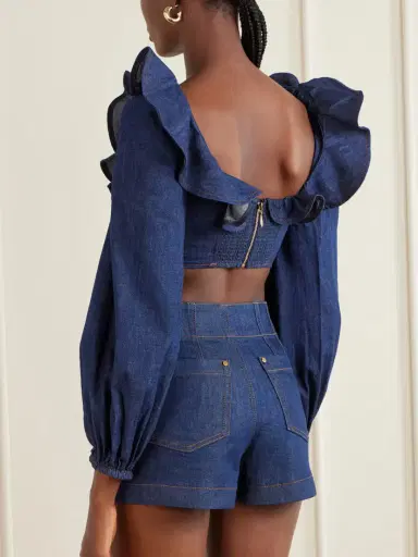Zimmermann Aster Cotton-denim Frill Top | Thumbnail 4 Zimmermann Aster Cotton-denim Frill Top | Thumbnail 4