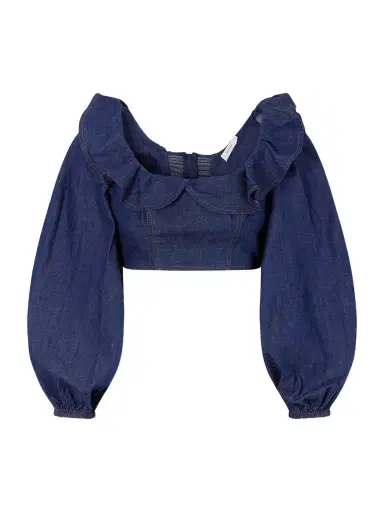 Zimmermann Aster Cotton-denim Frill Top | Thumbnail 1 Zimmermann Aster Cotton-denim Frill Top | Thumbnail 1