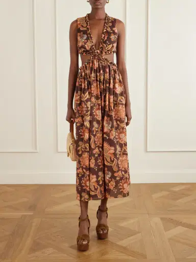 Zimmermann Aster Cut-out Printed Cotton Midi Dress | Thumbnail 2 Zimmermann Aster Cut-out Printed Cotton Midi Dress | Thumbnail 2
