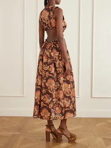 Zimmermann Aster Cut-out Printed Cotton Midi Dress | Thumbnail 3 Zimmermann Aster Cut-out Printed Cotton Midi Dress | Thumbnail 3