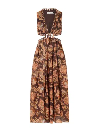 Zimmermann Aster Cut-out Printed Cotton Midi Dress | Thumbnail 1 Zimmermann Aster Cut-out Printed Cotton Midi Dress | Thumbnail 1
