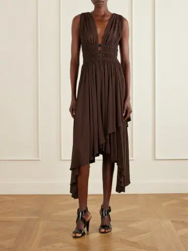 Alaïa Draped Jersey Midi Dress | Thumbnail 2 Alaïa Draped Jersey Midi Dress | Thumbnail 2