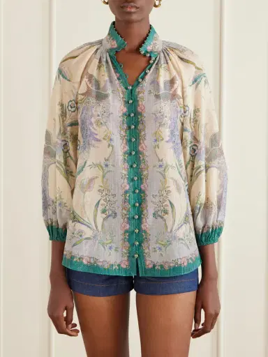 Zimmermann Indra Billow Metallic Cotton And Silk-blend Blouse | Thumbnail 3 Zimmermann Indra Billow Metallic Cotton And Silk-blend Blouse | Thumbnail 3