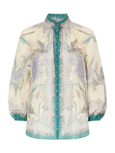 Zimmermann Indra Billow Metallic Cotton And Silk-blend Blouse | Thumbnail 1 Zimmermann Indra Billow Metallic Cotton And Silk-blend Blouse | Thumbnail 1