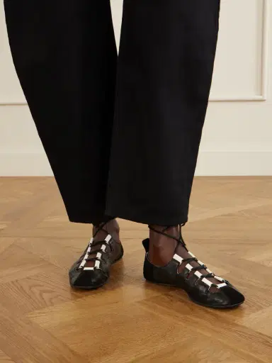 Alaïa Suede-trimmed Leather Ballet Flats | Thumbnail 2 Alaïa Suede-trimmed Leather Ballet Flats | Thumbnail 2