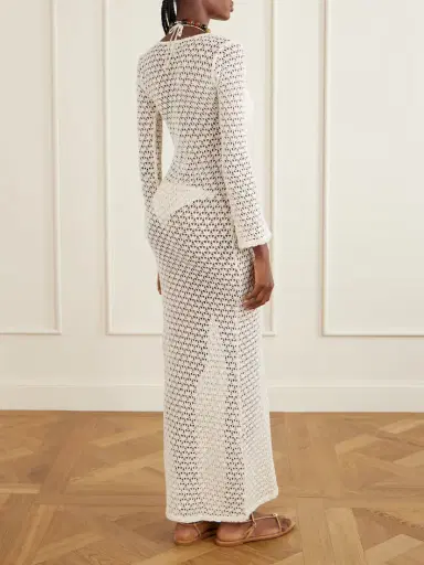 SARA CRISTINA Marina Pearl-embellished Crocheted Cotton Coverup | Thumbnail 3 SARA CRISTINA Marina Pearl-embellished Crocheted Cotton Coverup | Thumbnail 3