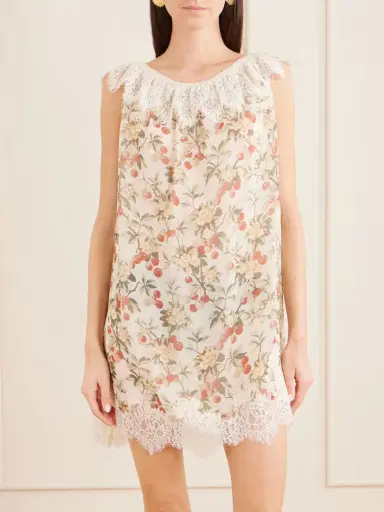 DÔEN Paloma Lace-trimmed Floral-print Silk-chiffon Mini Dress | Thumbnail 3 DÔEN Paloma Lace-trimmed Floral-print Silk-chiffon Mini Dress | Thumbnail 3