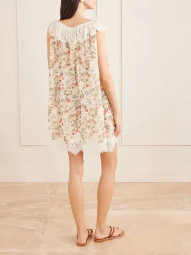 DÔEN Paloma Lace-trimmed Floral-print Silk-chiffon Mini Dress | Thumbnail 4 DÔEN Paloma Lace-trimmed Floral-print Silk-chiffon Mini Dress | Thumbnail 4