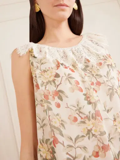 DÔEN Paloma Lace-trimmed Floral-print Silk-chiffon Mini Dress | Thumbnail 5 DÔEN Paloma Lace-trimmed Floral-print Silk-chiffon Mini Dress | Thumbnail 5