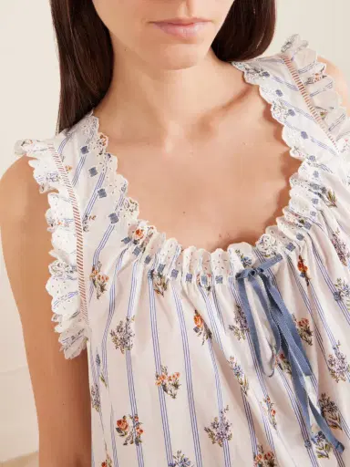 DÔEN Nessie Embroidered Striped Floral-print Organic Cotton Mini Dress | Thumbnail 4 DÔEN Nessie Embroidered Striped Floral-print Organic Cotton Mini Dress | Thumbnail 4