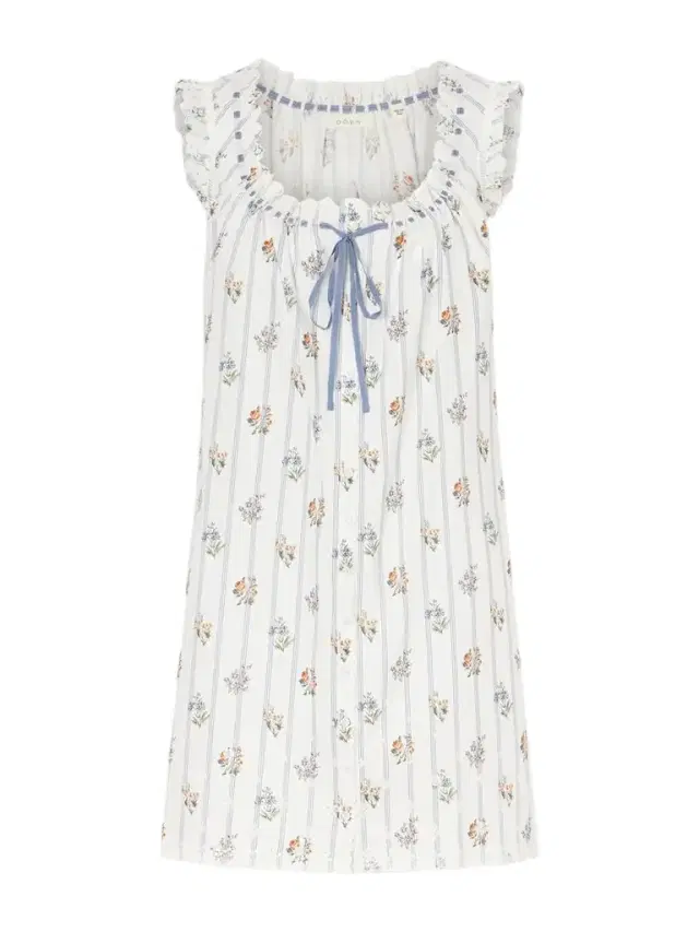 Nessie Embroidered Striped Floral-print Organic Cotton Mini Dress Nessie Embroidered Striped Floral-print Organic Cotton Mini Dress