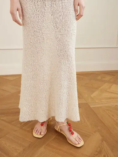 Aquazzura Fragolina Sugar Embellished Raffia-effect Flat Sandals | Thumbnail 2 Aquazzura Fragolina Sugar Embellished Raffia-effect Flat Sandals | Thumbnail 2
