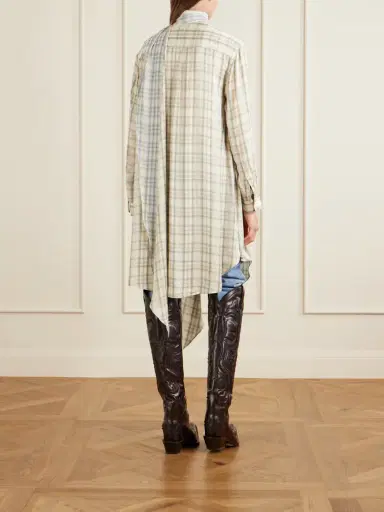 Acne Studios Scarf-detailed Checked Satin Midi Dress | Thumbnail 4 Acne Studios Scarf-detailed Checked Satin Midi Dress | Thumbnail 4
