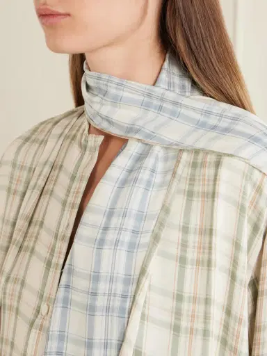 Acne Studios Scarf-detailed Checked Satin Midi Dress | Thumbnail 6 Acne Studios Scarf-detailed Checked Satin Midi Dress | Thumbnail 6