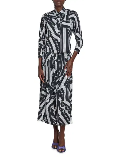 Dries Van Noten Women's Clavini Abstract Cotton Shirt - Black | Thumbnail 2 Dries Van Noten Women's Clavini Abstract Cotton Shirt - Black | Thumbnail 2