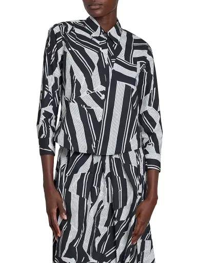 Dries Van Noten Women's Clavini Abstract Cotton Shirt - Black | Thumbnail 3 Dries Van Noten Women's Clavini Abstract Cotton Shirt - Black | Thumbnail 3