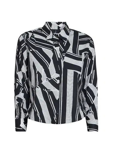 Dries Van Noten Women's Clavini Abstract Cotton Shirt - Black | Thumbnail 1 Dries Van Noten Women's Clavini Abstract Cotton Shirt - Black | Thumbnail 1