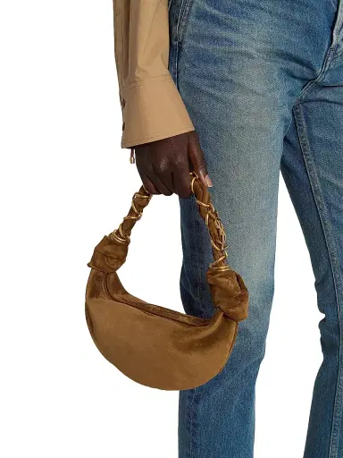 Saint Laurent Women's Amalia Hobo Top Handle Bag in Suede - Caramel Cognac | Thumbnail 3 Saint Laurent Women's Amalia Hobo Top Handle Bag in Suede - Caramel Cognac | Thumbnail 3