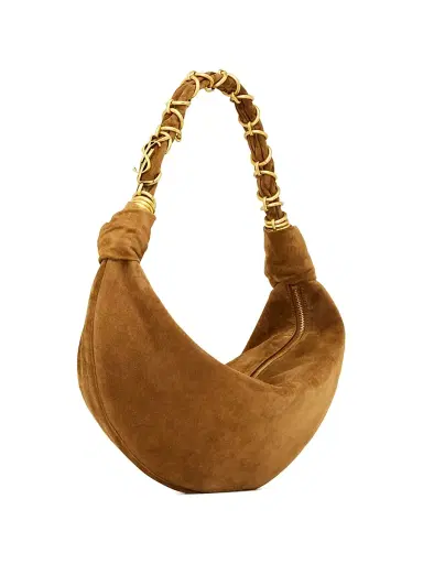 Saint Laurent Women's Amalia Hobo Top Handle Bag in Suede - Caramel Cognac | Thumbnail 4 Saint Laurent Women's Amalia Hobo Top Handle Bag in Suede - Caramel Cognac | Thumbnail 4