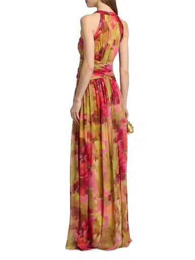 BADGLEY MISCHKA Women's Pleated Floral Chiffon Gown - Pink Multi - Size 16 | Thumbnail 5 BADGLEY MISCHKA Women's Pleated Floral Chiffon Gown - Pink Multi - Size 16 | Thumbnail 5