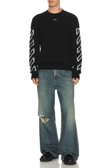 Off-White Fuzzy Knit Crew Neck Sweater | Thumbnail 4 Off-White Fuzzy Knit Crew Neck Sweater | Thumbnail 4