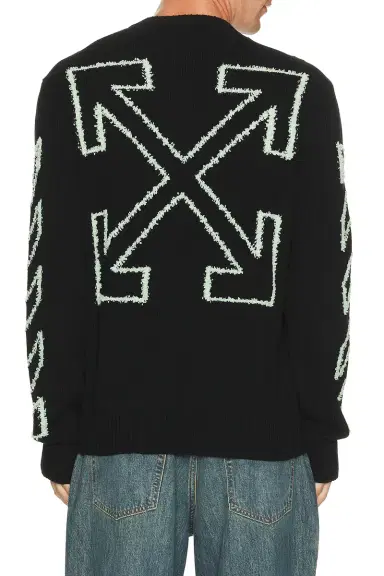 Off-White Fuzzy Knit Crew Neck Sweater | Thumbnail 1 Off-White Fuzzy Knit Crew Neck Sweater | Thumbnail 1