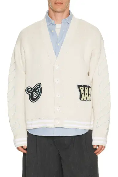 Off-White Star Logo Varsity Knit Cardigan | Thumbnail 1 Off-White Star Logo Varsity Knit Cardigan | Thumbnail 1