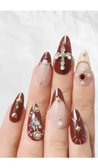 Never Have I Ever Burgundy Cherub Press-On Nails | Thumbnail 2 Never Have I Ever Burgundy Cherub Press-On Nails | Thumbnail 2