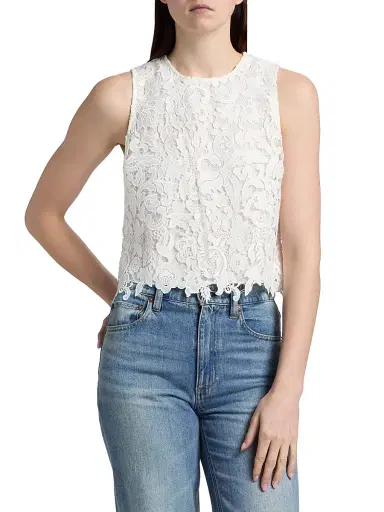 ALICE + OLIVIA Women's Amal Lace Tank - Off White | Thumbnail 3 ALICE + OLIVIA Women's Amal Lace Tank - Off White | Thumbnail 3