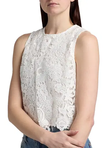 ALICE + OLIVIA Women's Amal Lace Tank - Off White | Thumbnail 6 ALICE + OLIVIA Women's Amal Lace Tank - Off White | Thumbnail 6